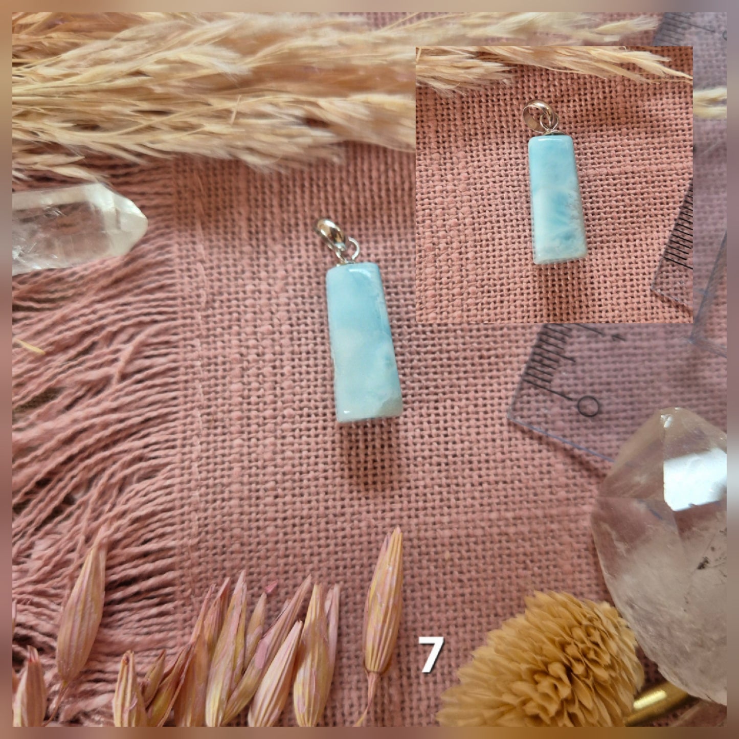 Kettenanhänger Larimar - Malachit - Bernstein