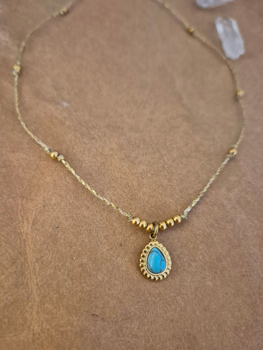 Kette "Alma" Türkis Gold/Silber