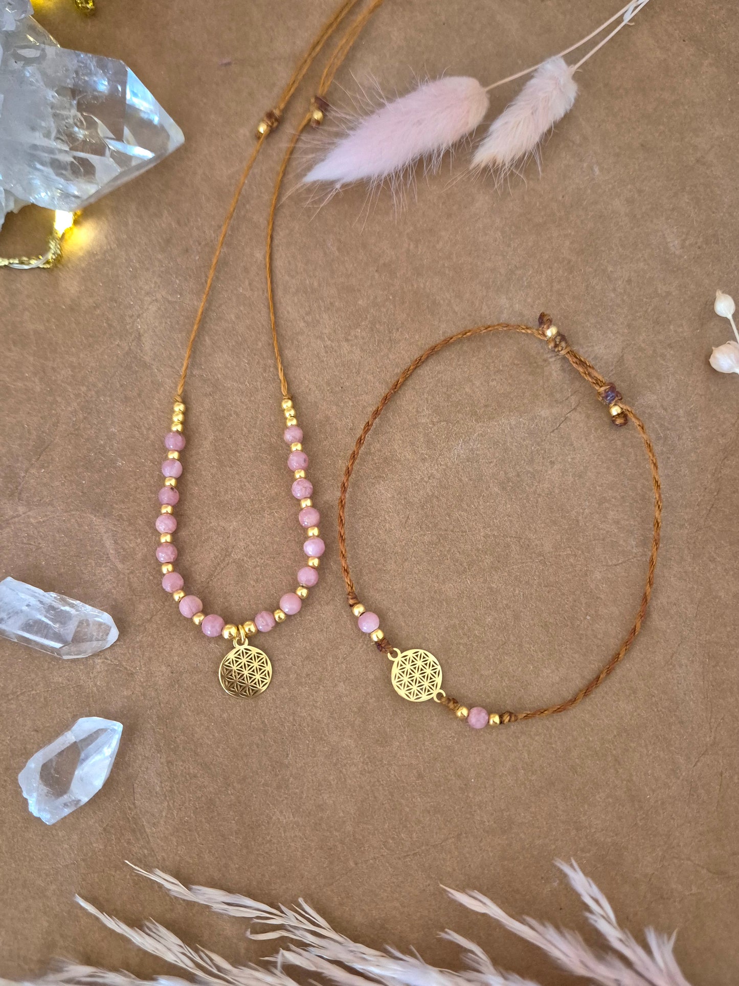 Vivara Lebensblume Kette/Armband Rhodochrosit