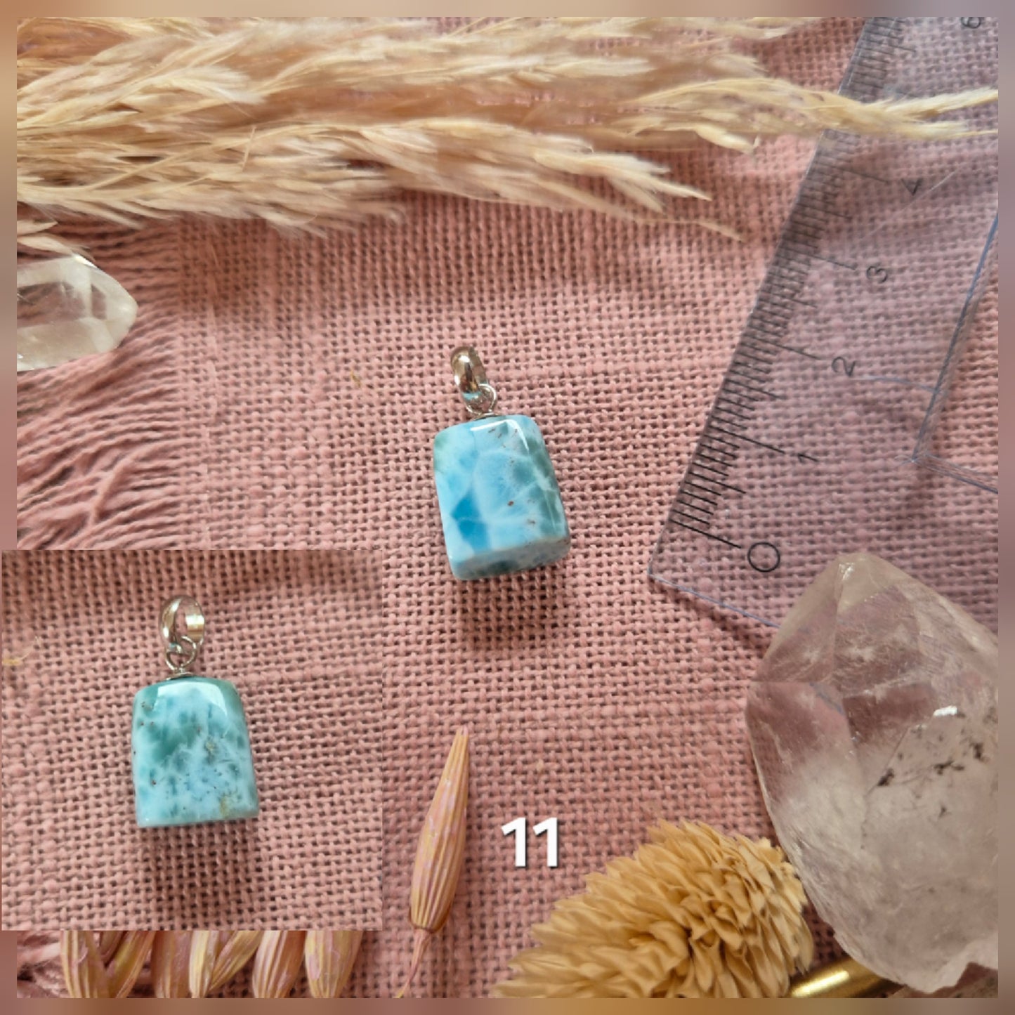 Kettenanhänger Larimar - Malachit - Bernstein