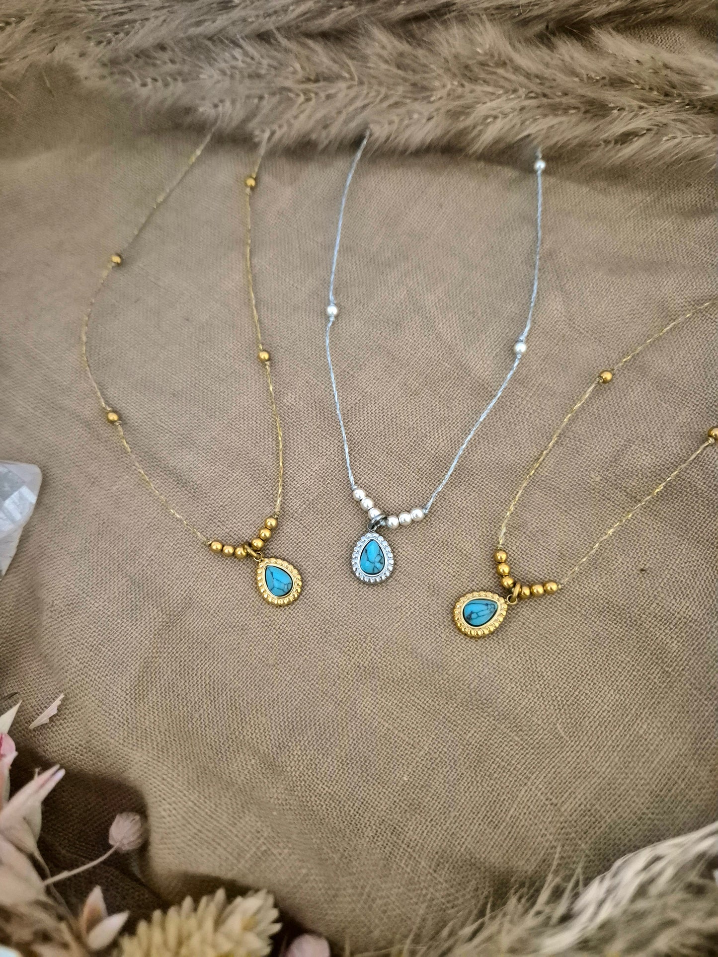 Kette "Alma" Türkis Gold/Silber