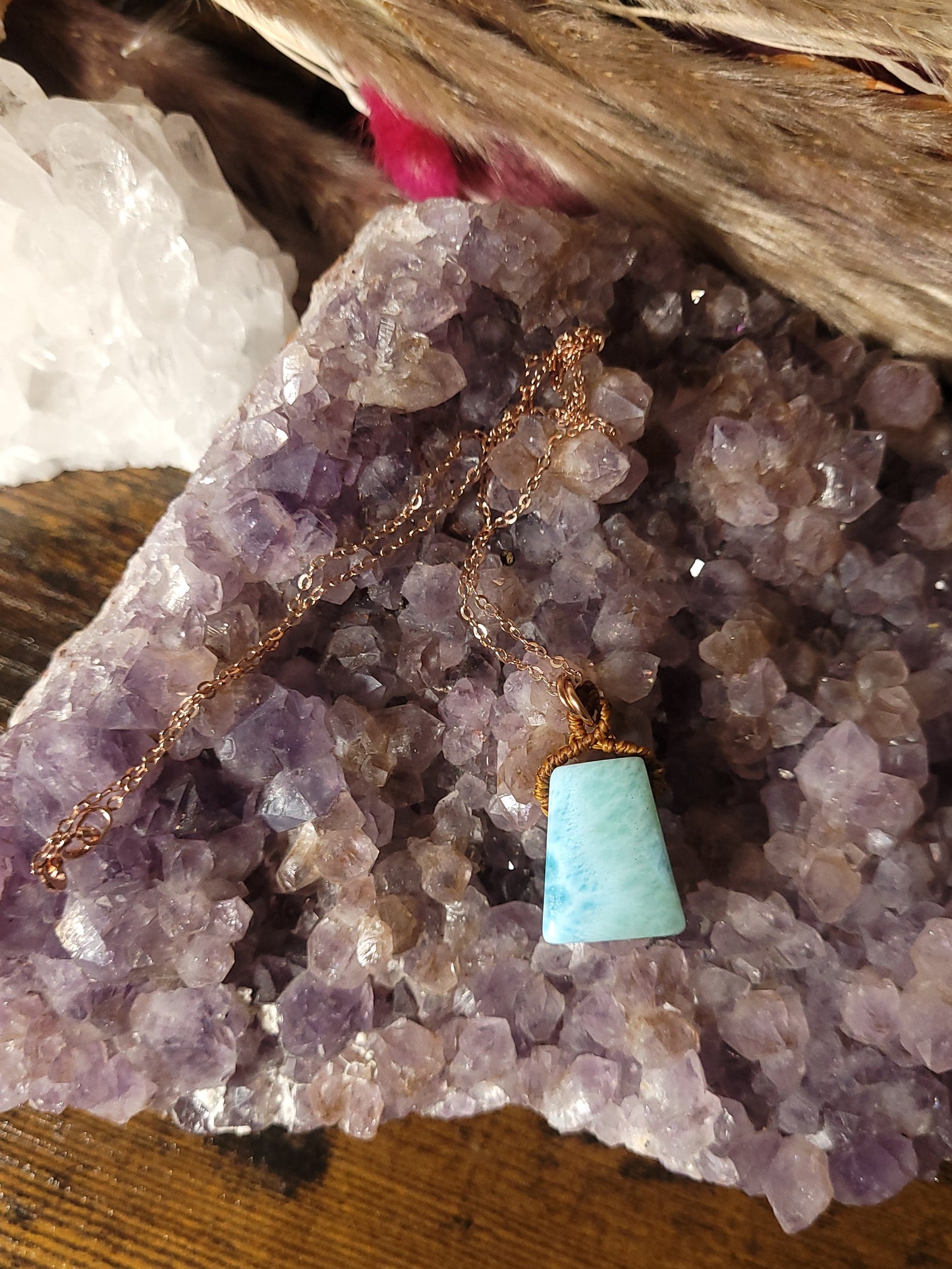 LIEBESLICHT-Larimar-Kette Roségold