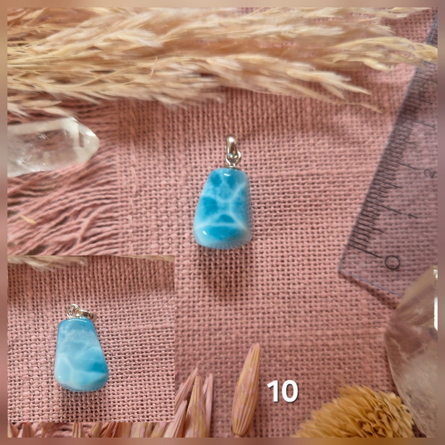 Kettenanhänger Larimar - Malachit - Bernstein