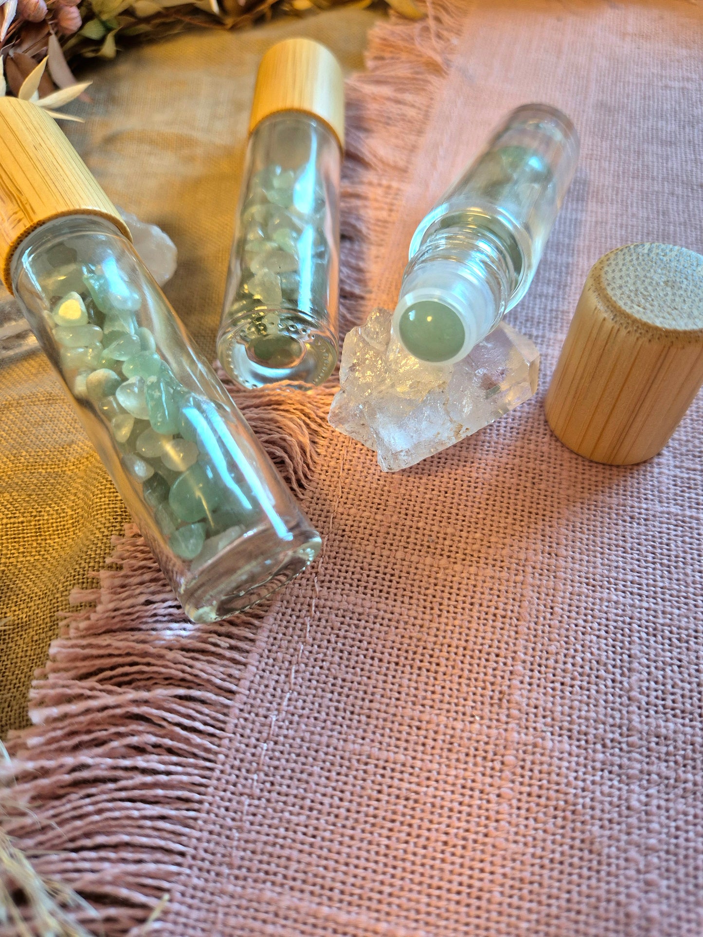 Rollerflasche für ätherisches Öl mit Edelsteinen Aventurin