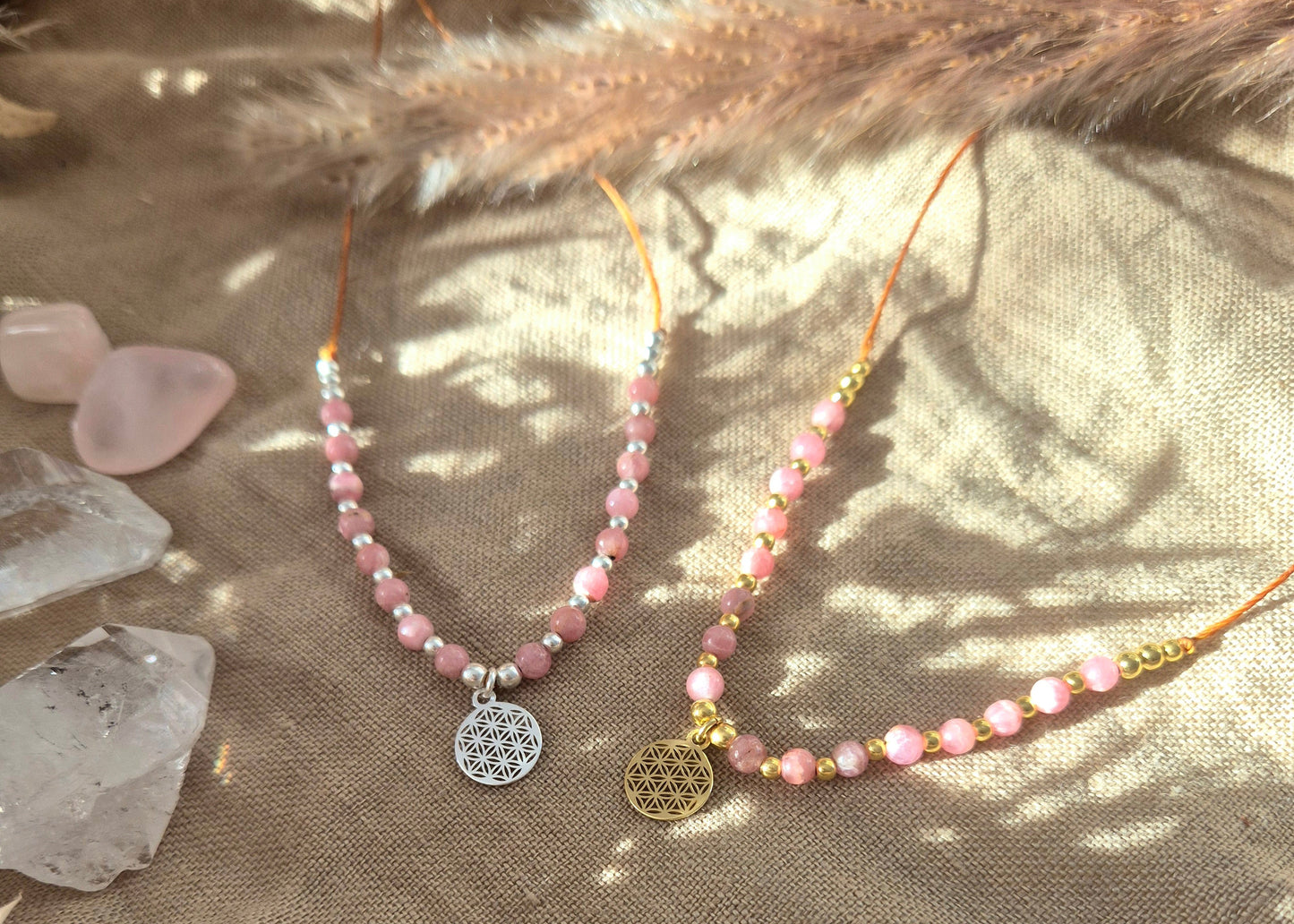 Vivara Lebensblume Kette/Armband Rhodochrosit