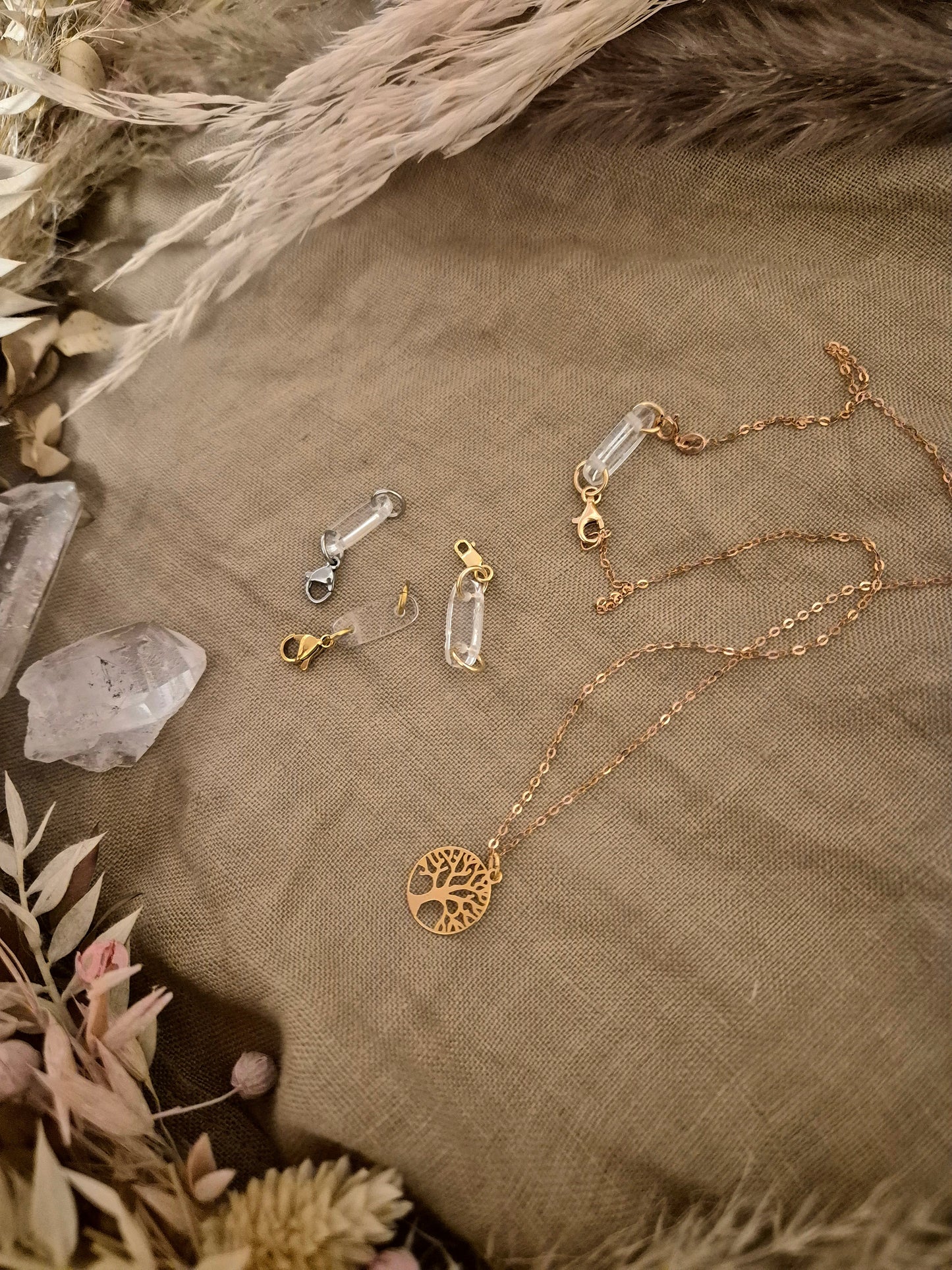 Kettenunterbrecher aus Bergkristall – GOLD - SILBER - ROSÉGOLD - GOLDFILLED