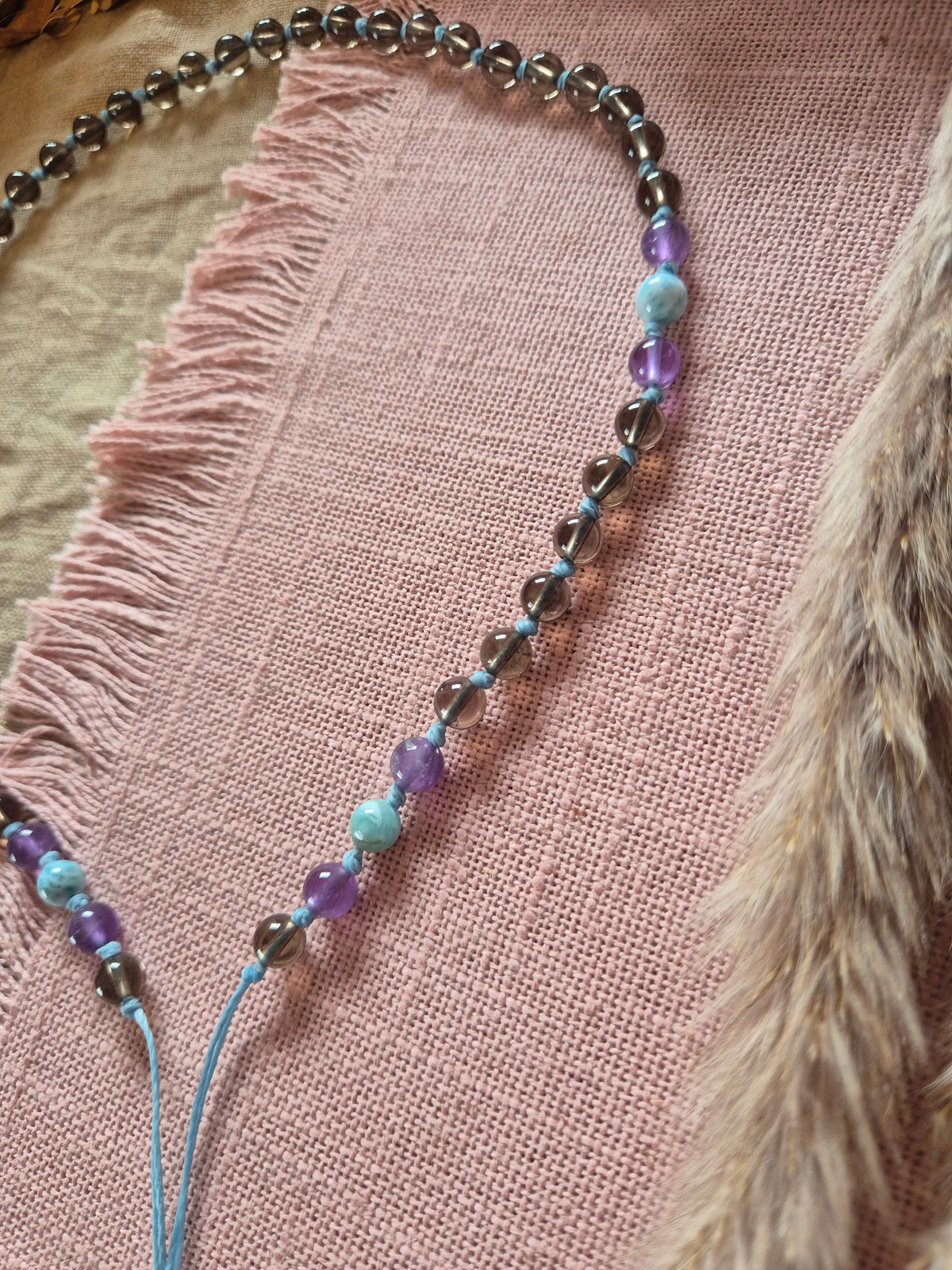 SPECIAL EDITION Silber-Gold  Larimar-Rauchquarz-Amethyst Mix & Match Lieblings-Kette -Die wandelbare Mix & Match Kette mit Wechselkarabiner und austauschbaren Charms.