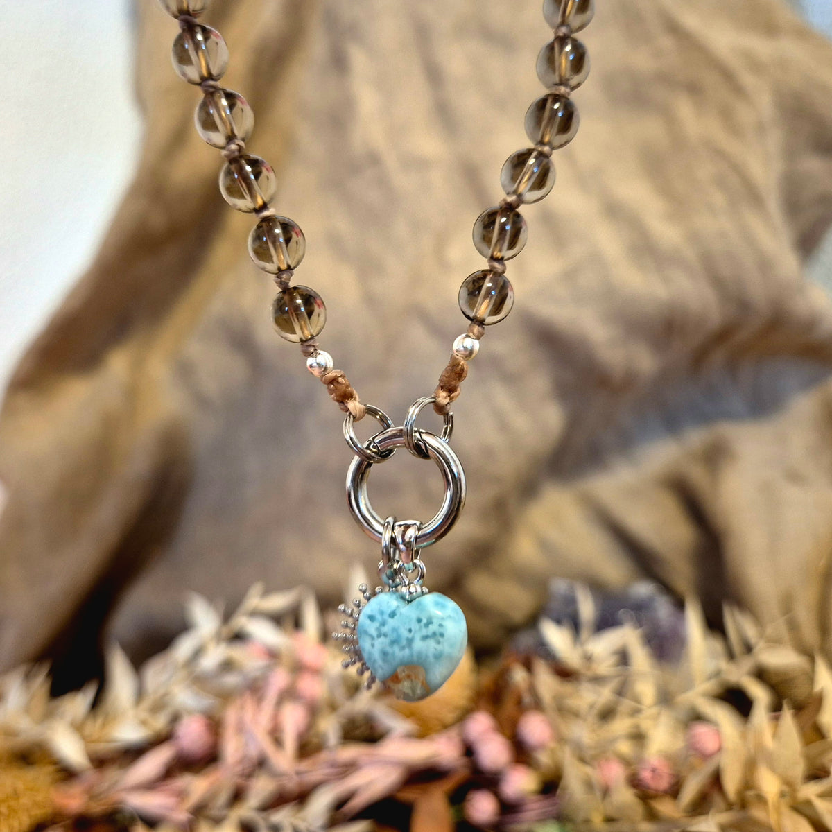 LARIMAR HERZ Anhänger/Charm für Mix & Match Ketten – beidseitig tragbar und individuell kombinierbar