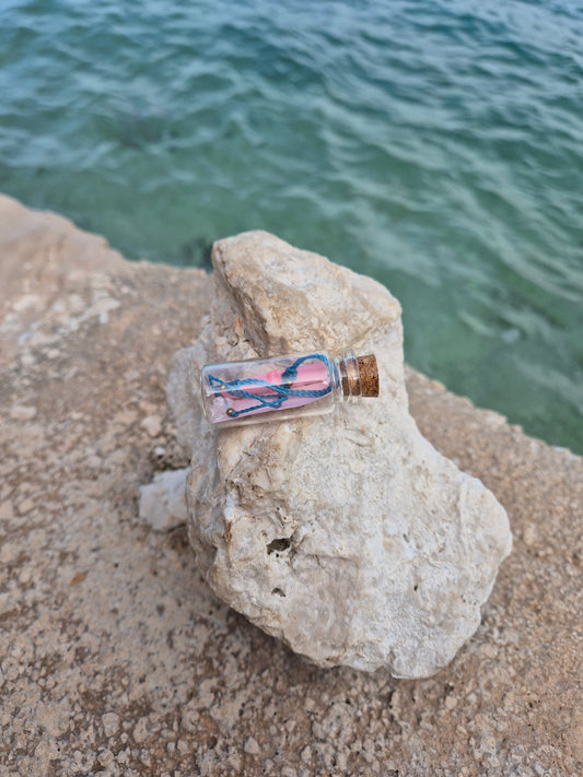 Wunscherfüller Armband in der Mini-Flaschenpost 

Ein feines Bändchen