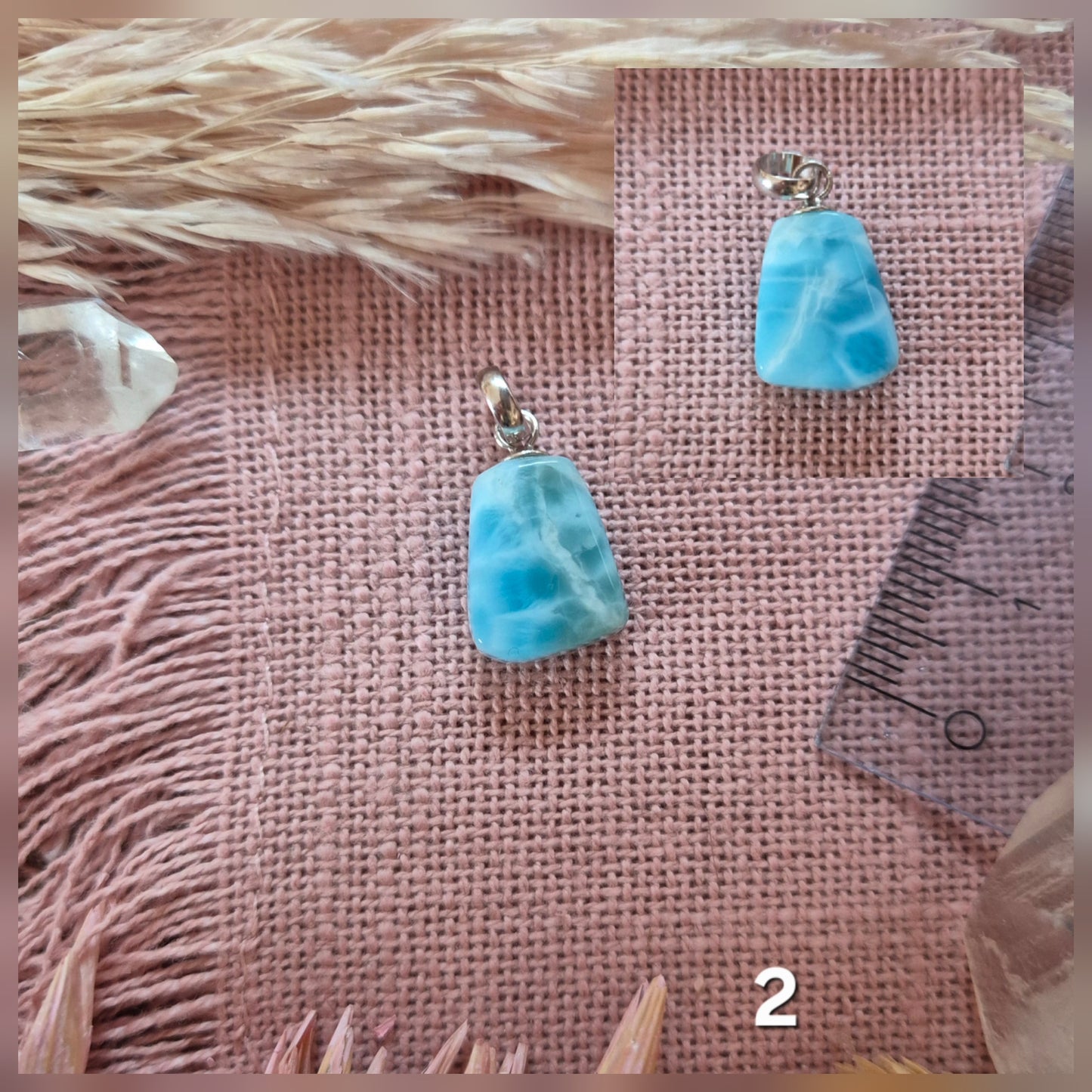 Kettenanhänger Larimar - Malachit - Bernstein