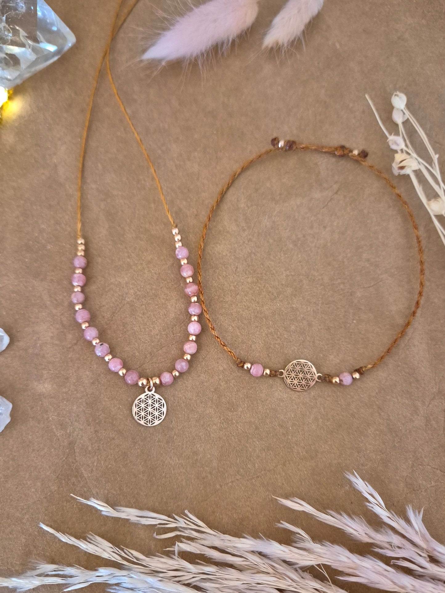 Vivara Lebensblume Kette/Armband Rhodochrosit