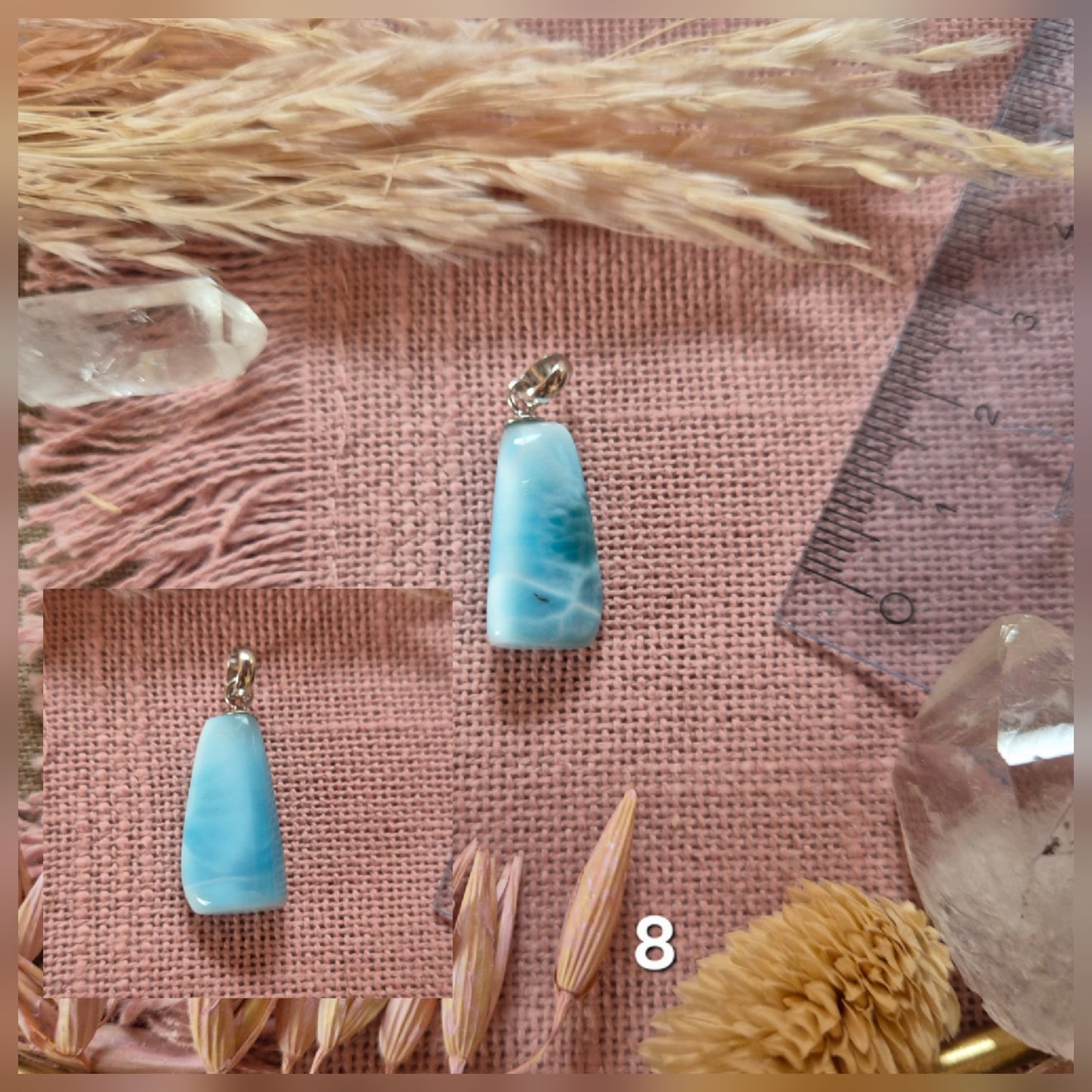 Kettenanhänger Larimar - Malachit - Bernstein