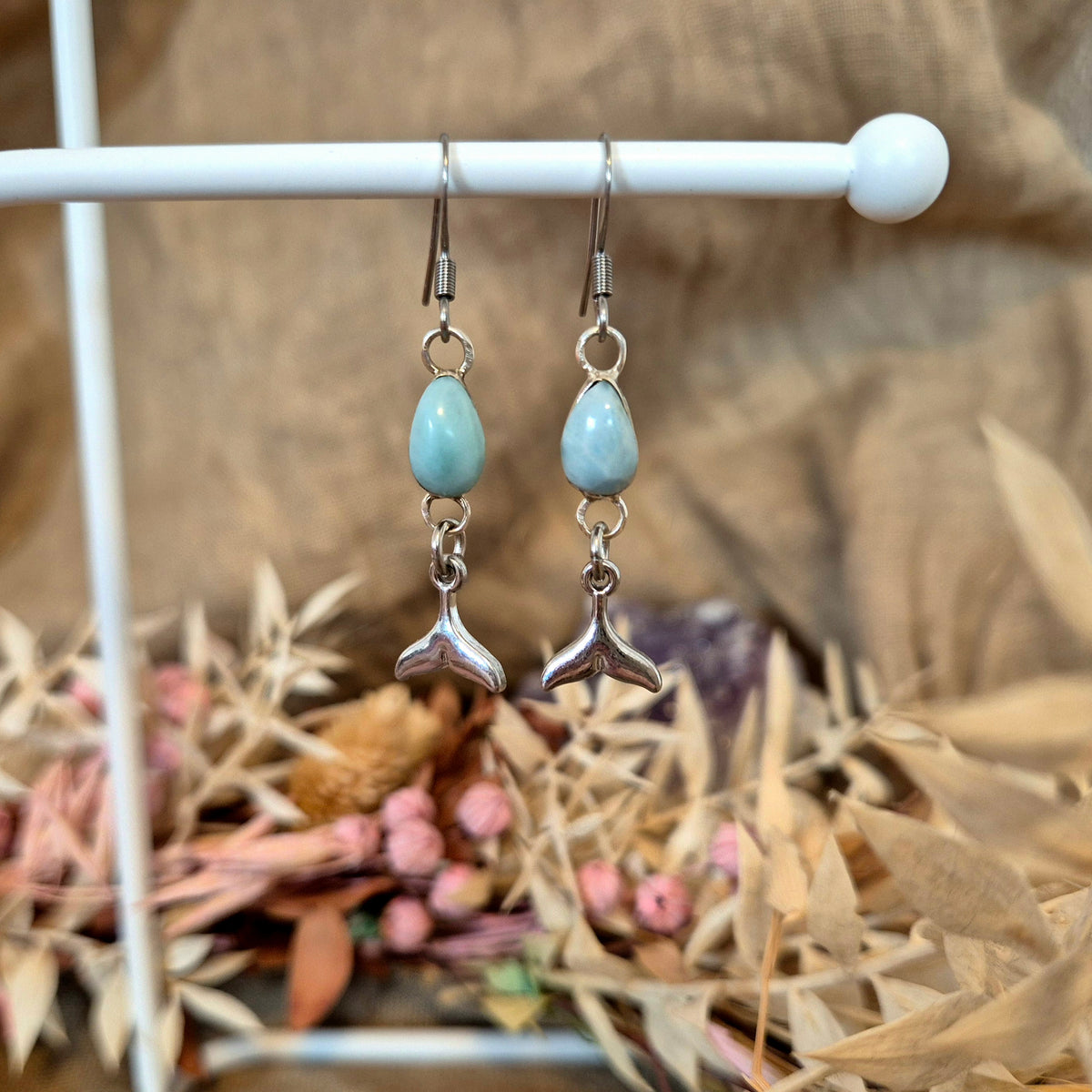 LARIMAR Ohrringe an Ohrhaken mit Walflosse