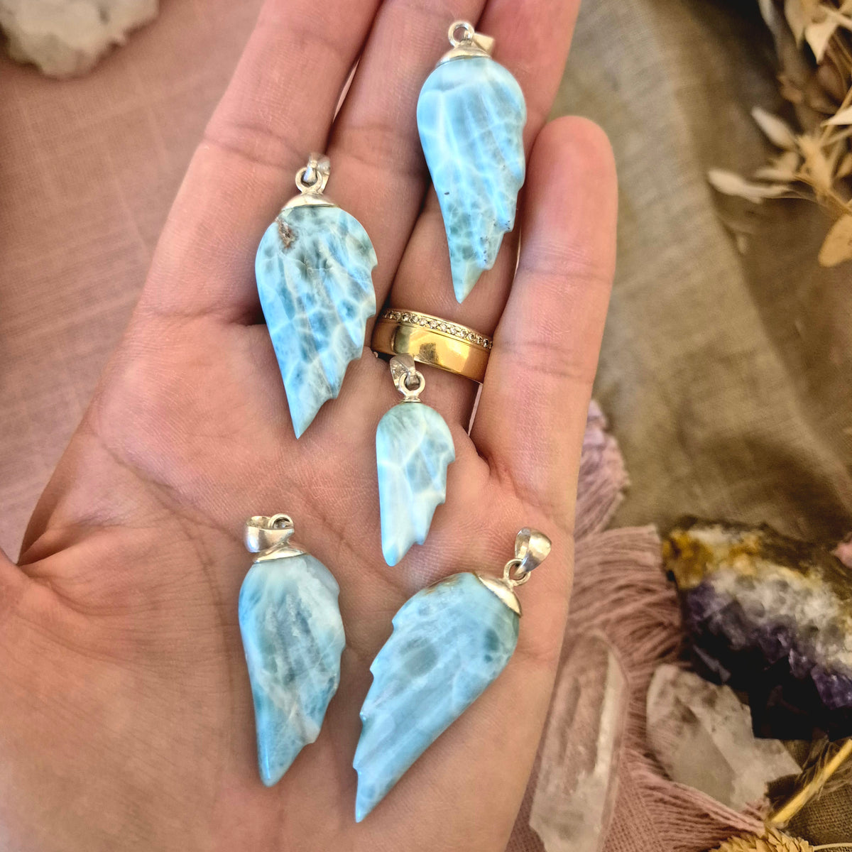 Story Verkauf Charms Wechselanhänger MESSE SPECIAL Larimar-Flügel Mix&Match