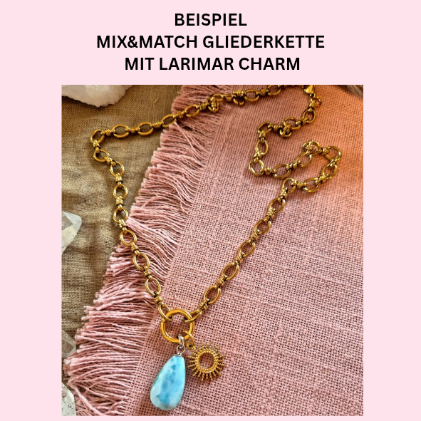 Mix&Match Kettenanhänger Larimar-Tropfen Charm als Ergänzung zu Mix&Match Ketten