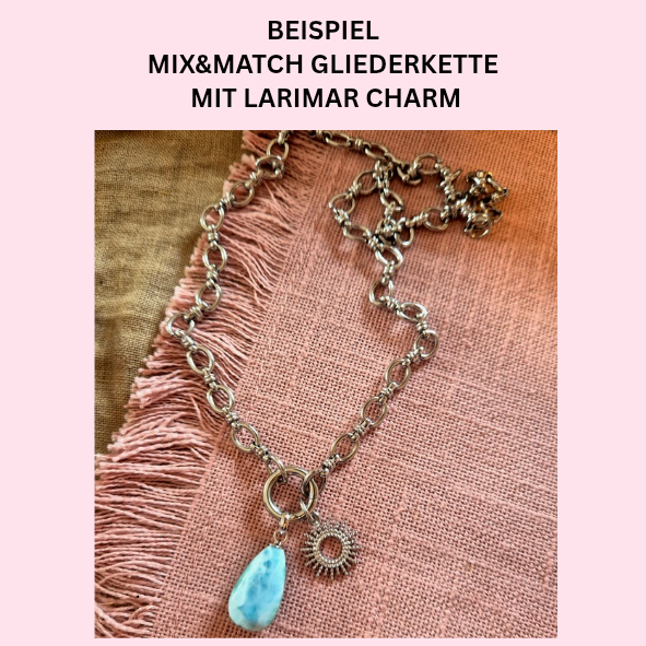 Mix&Match Kettenanhänger Larimar-Tropfen Charm als Ergänzung zu Mix&Match Ketten