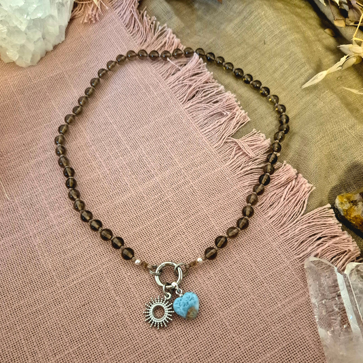 LARIMAR HERZ Anhänger/Charm für Mix & Match Ketten – beidseitig tragbar und individuell kombinierbar
