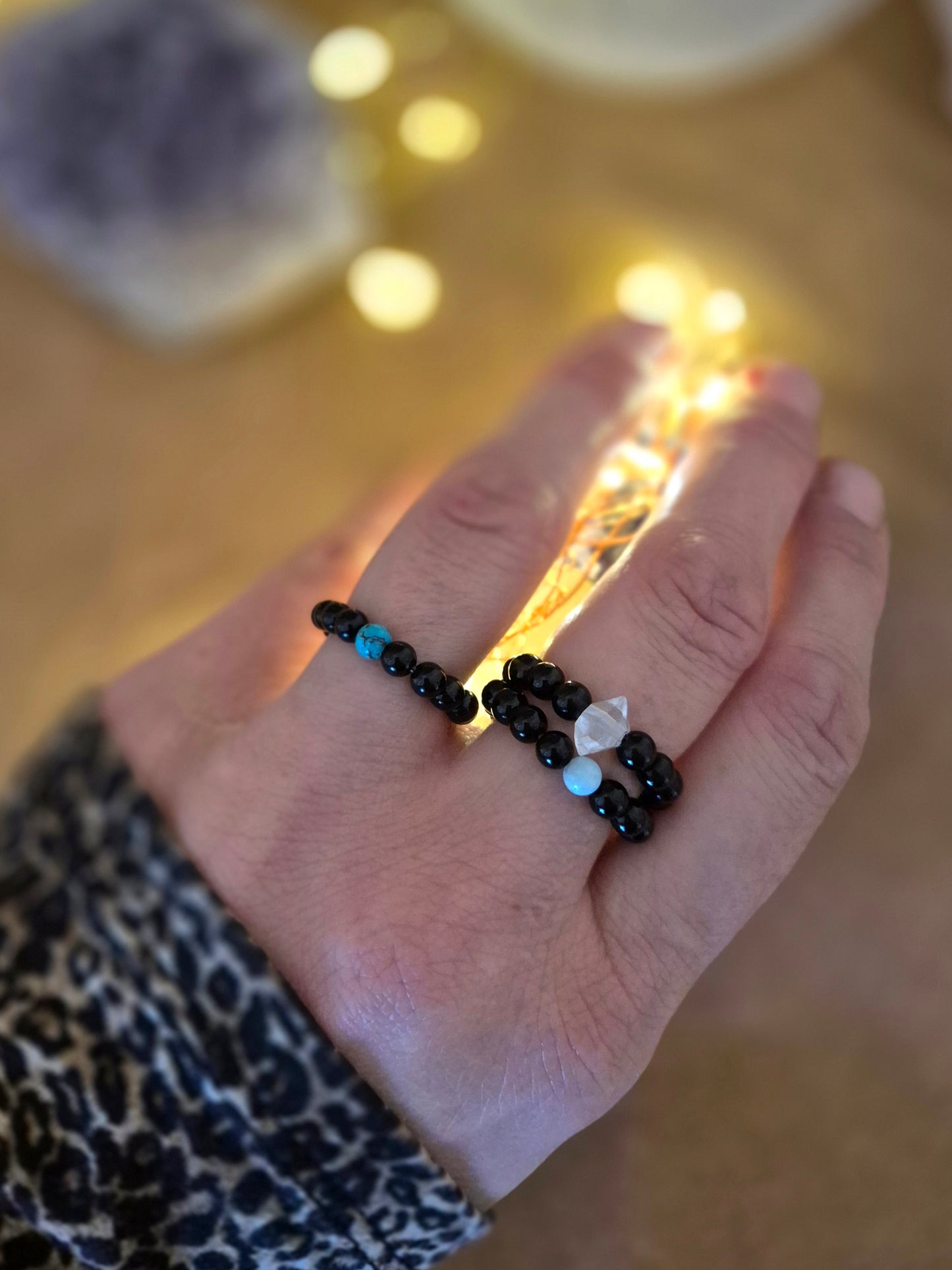 LUMANI Ring Onyx Herkimer Diamant 20% ab 3Stück