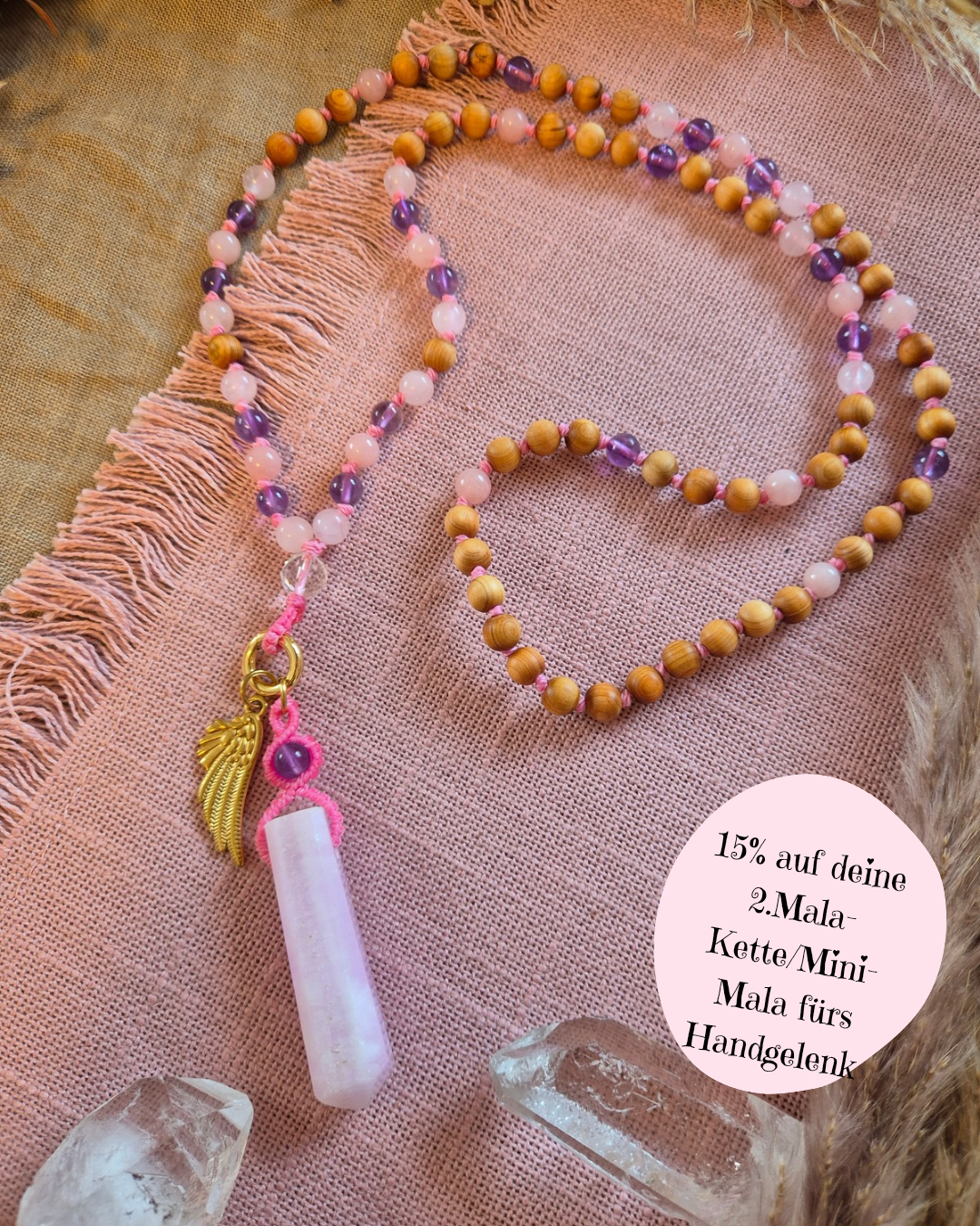 Mala FEE - MITTEL mit sehr seltener Pink Arragonit Spitze