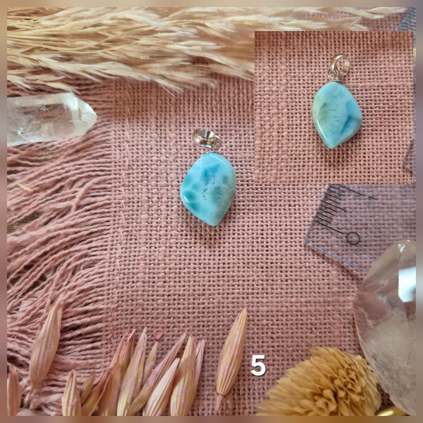 Kettenanhänger Larimar - Malachit - Bernstein