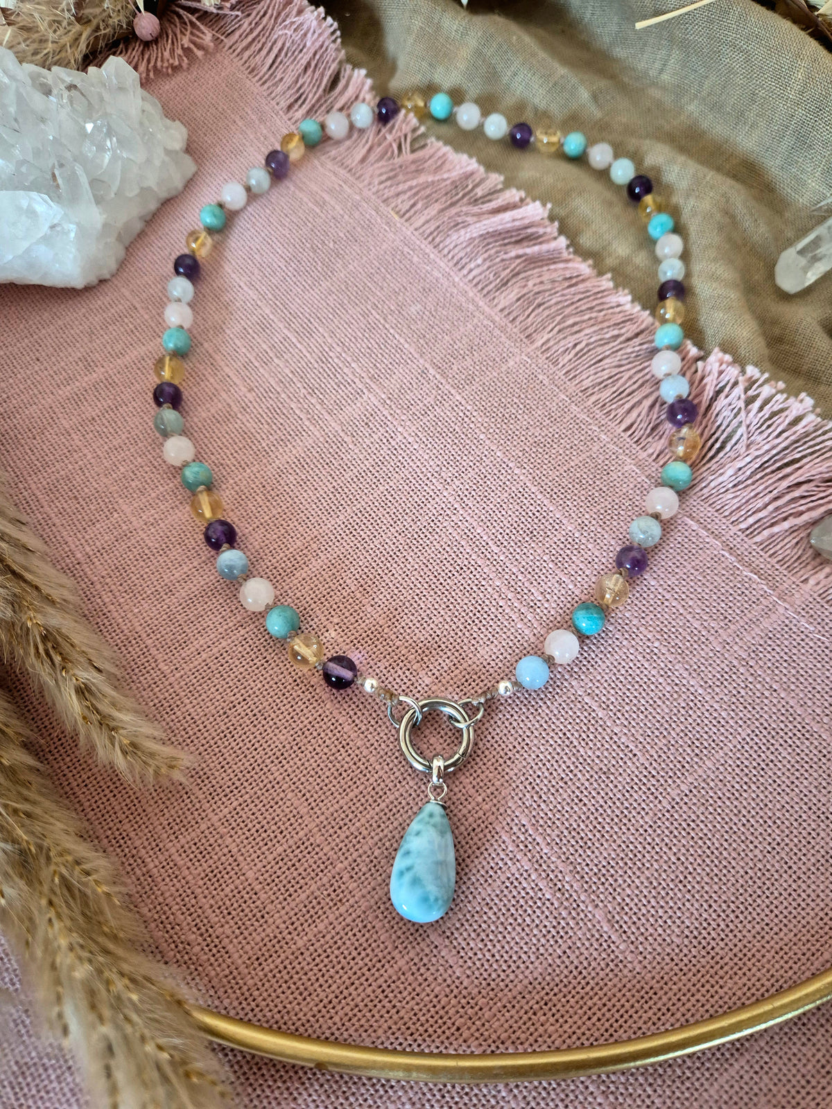 SPECIAL EDITION - KRAFTVOLLER NEUSTART mit Larimar- Mix & Match Lieblings-Kette -Die wandelbare Mix & Match Kette mit Wechselkarabiner und austauschbaren Charms.