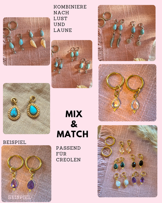 MIX&MATCH Creolen EDELSTEIN- Wechselcharms – gestalte deinen Look immer wieder neu