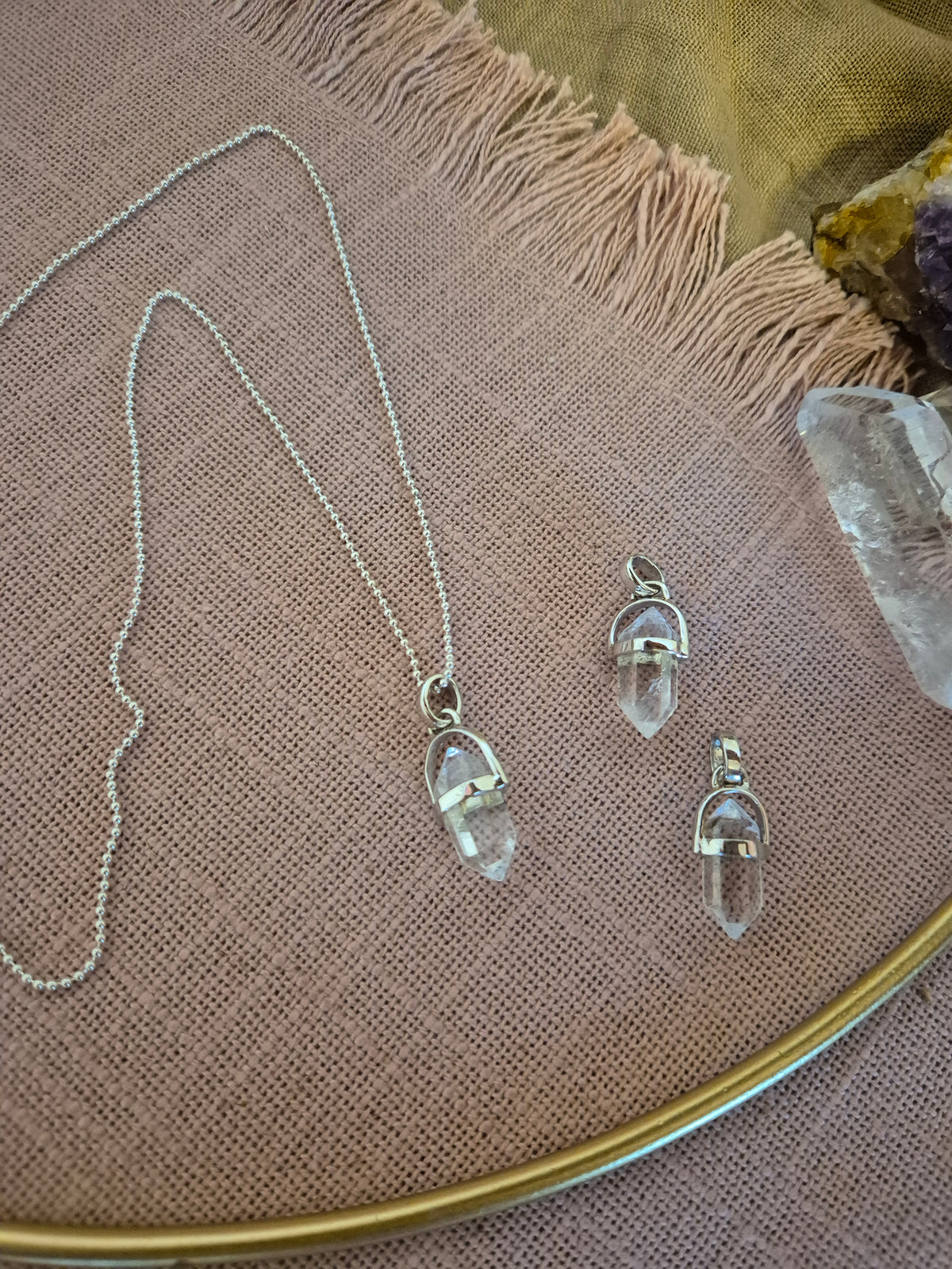 Charms Wechselanhänger MESSE SPECIAL Bergkristall Mini-Doppelender in Echtsilber Mix&Match